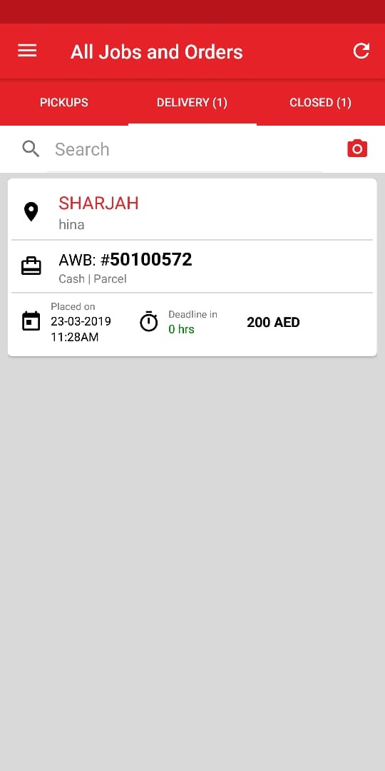 Ablii mobile app delivery screen
