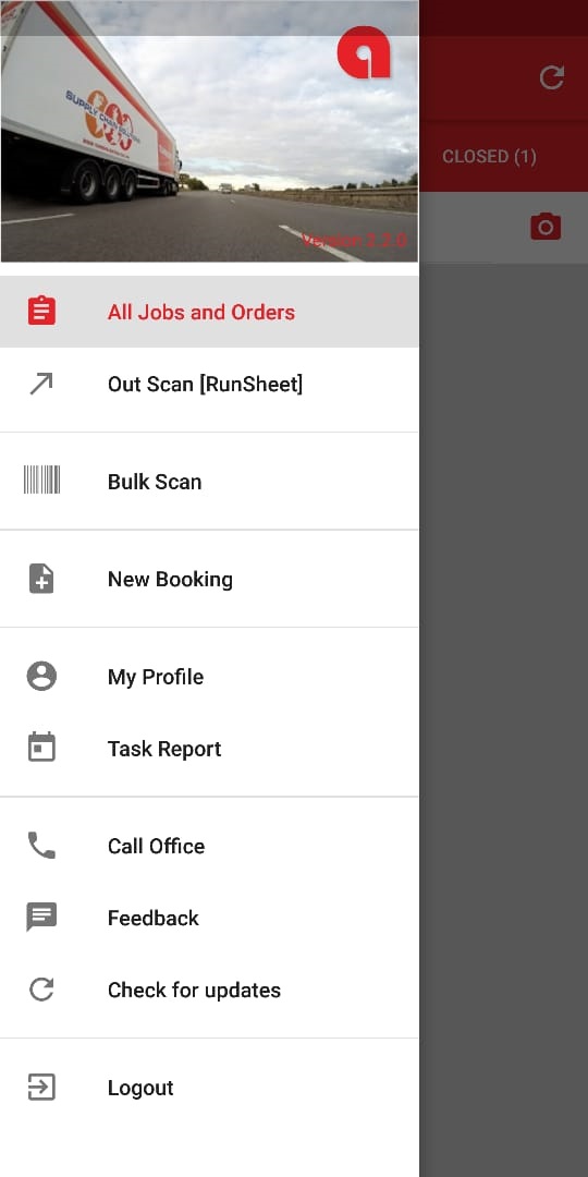 Ablii mobile app navigation menu
