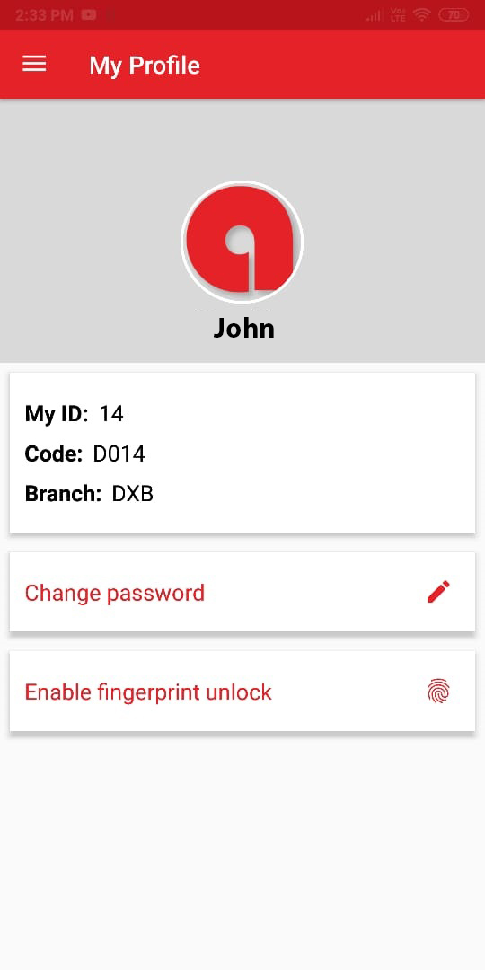 Ablii mobile app profile screen